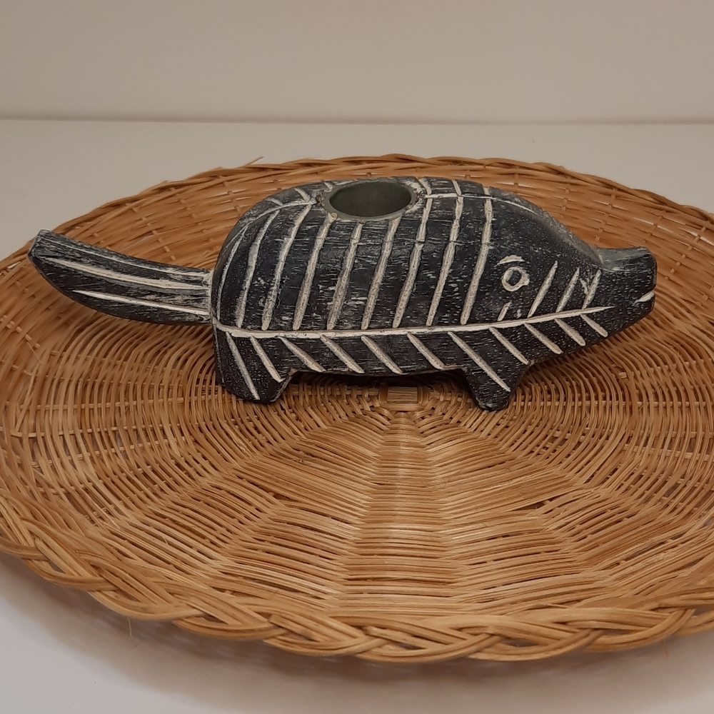 Vintage Pottery Barn Armadillo Candle Holder - EUC